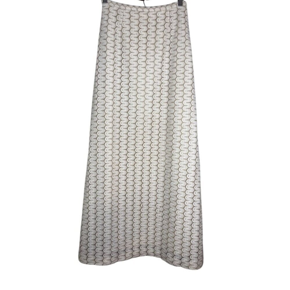 Handmade Maxi Skirt XS Cream Metallic Boho Western Classic Glam Retro Chic 70s